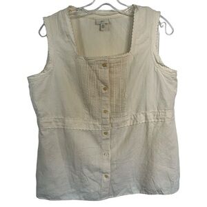 J. Jill ivory linen sleeveless top size L petite EUC E-13